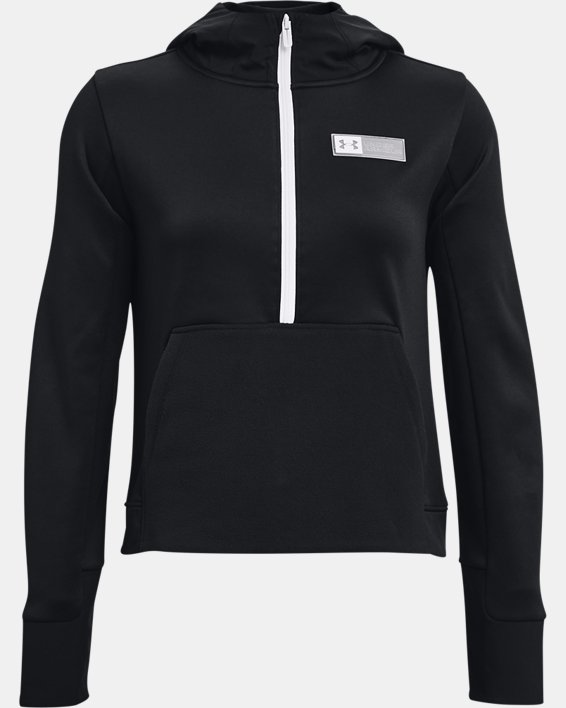 Damen Armour Fleece® Oberteil aus Materialmix mit ½ Zip, Black, pdpMainDesktop image number 4
